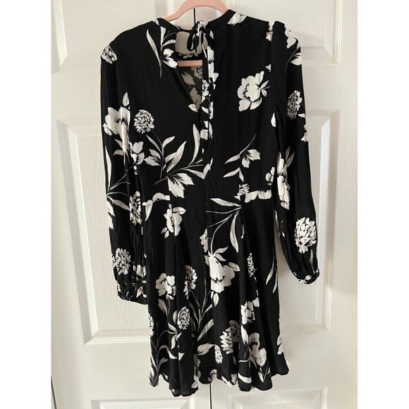 Yumi Kim Womens Small Black Meant To Be Dress Long Sleeve Floral Mini Crew Neck - Picture 9 of 11